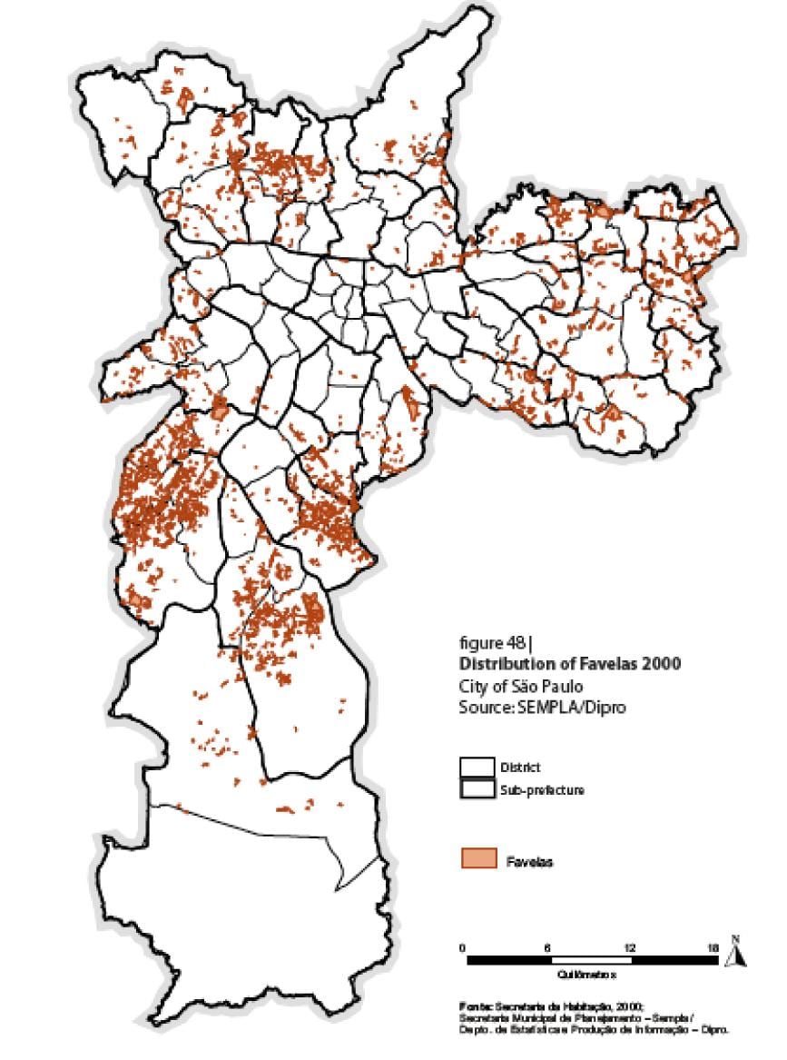 mapa de faveles de Sao Paulo