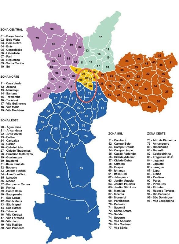Sao Paulo mapa de barris